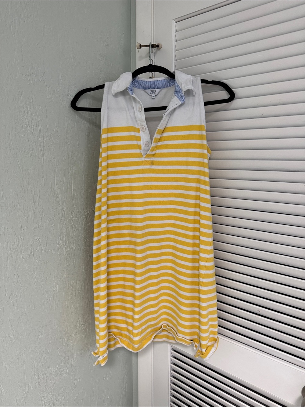 Crown & Ivy Yellow & White Striped Sleeveless Polo Dress